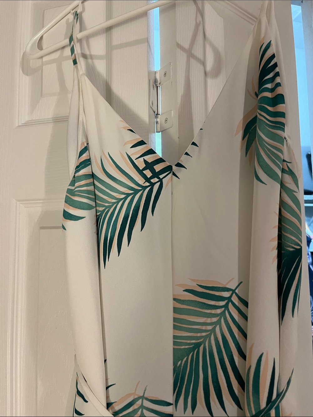 Forever 21 White Maxi Dress with Green Palm Print - Picture 15 of 16